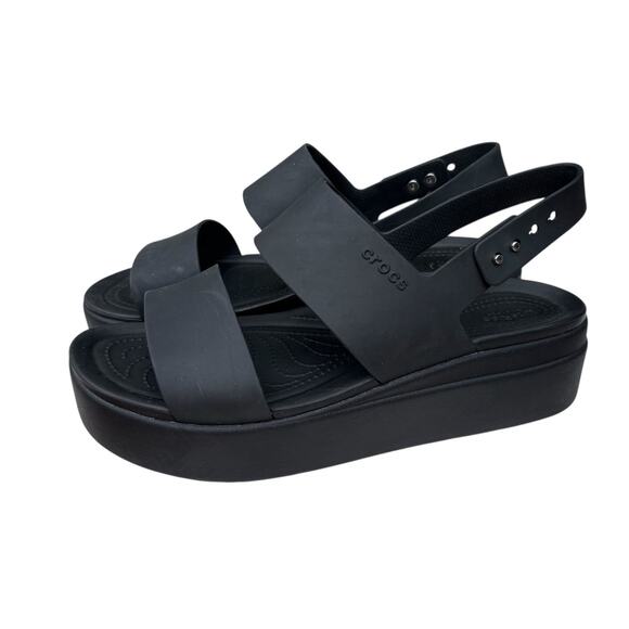 CROCS Shoes - Crocs Brooklyn Low Wedge Black Women's Size 9 Platform Sandal Lightweight Comfy